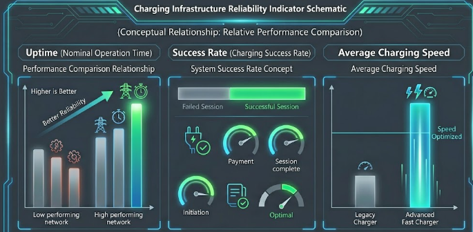 EV fast charging reliability metrics comparison chart